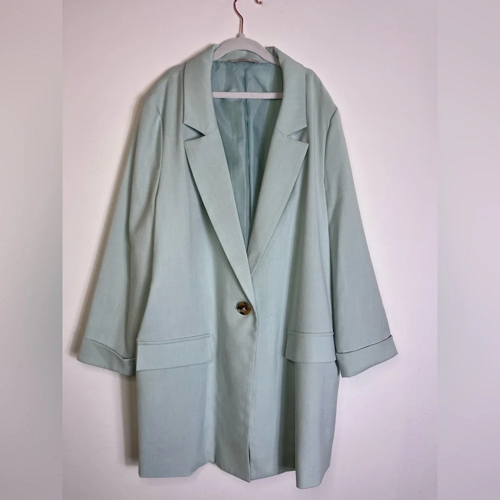 George Asda United Kingdom Casual Blazer Mint Trendy Oversized Women’s Sz  12